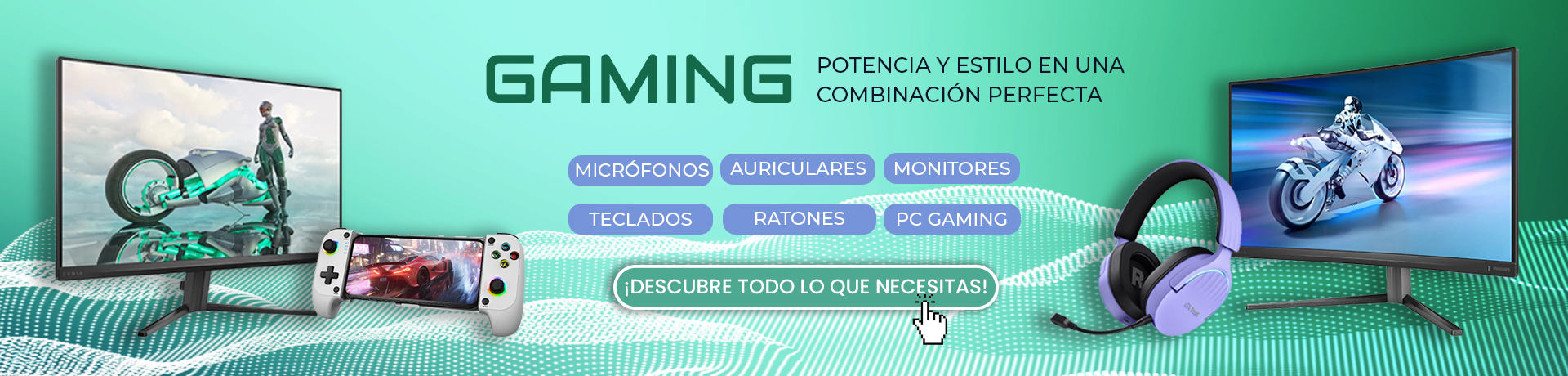 Banner EVEN sección Gaming con periféricos para gamers
