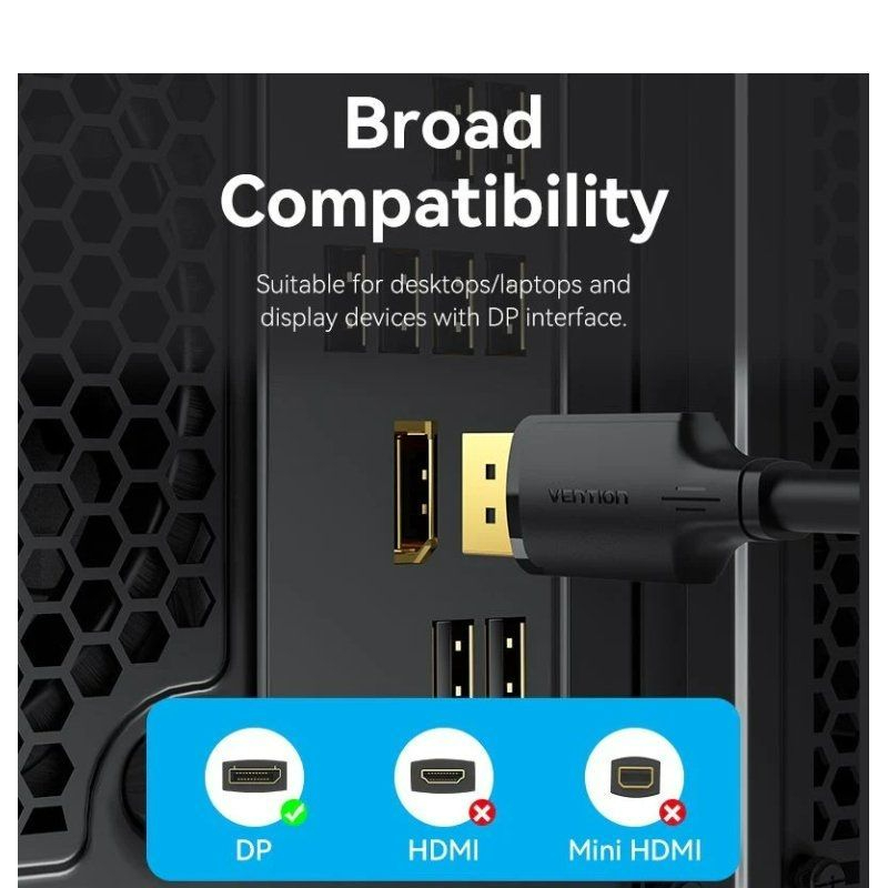 CABLE DISPLAYPORT/M A DISPLAYPORT/M 2 M NEGRO VENTION