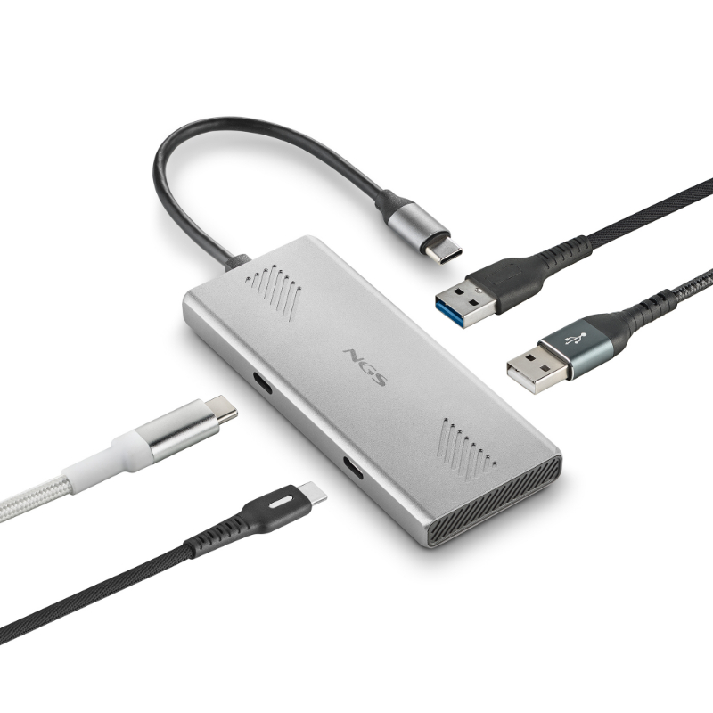 HUB 4 PUERTOS USB-C WONDERDUO-C GRIS NGS