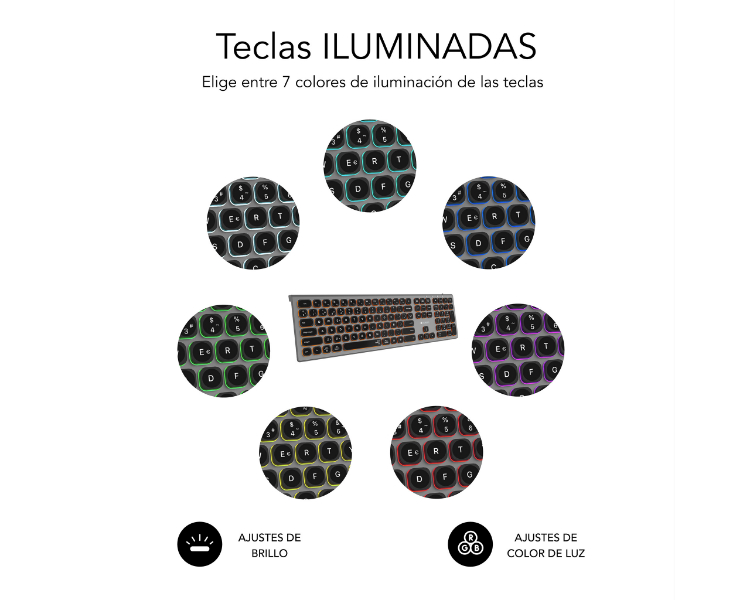 TECLADO WIRELESS MASTER RGB EXTENDIDO GRIS/NEGRO SUBBLIM