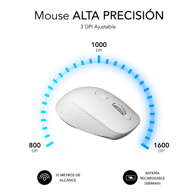 RATON OPTICO DUAL CURVE ERGO DUAL BATERIA BLANCO SUBBLIM