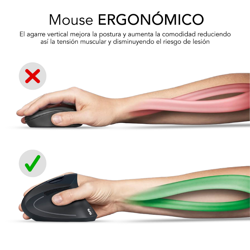 RATON OPTICO DUAL GLIDE VERTICAL ERGO DUAL BATERIA NEGRO SUBBLIM