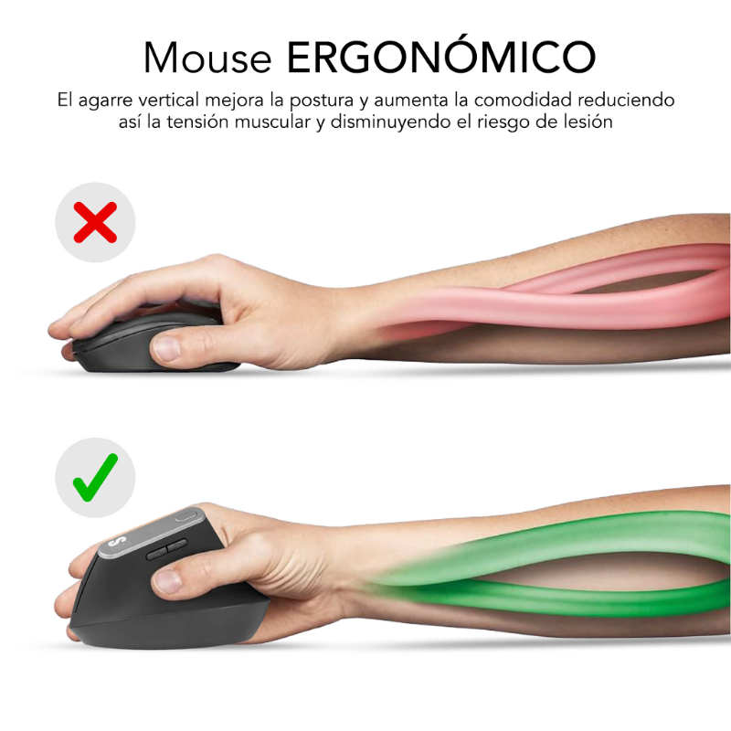 RATON OPTICO DUAL NATURE VERTICAL ERGO DUAL BATERIA NEGRO SUBBLIM