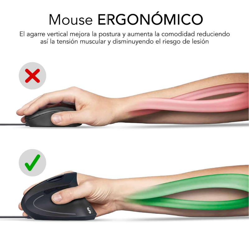RATON OPTICO DUAL GLIDE VERTICAL ERGO NEGRO SUBBLIM