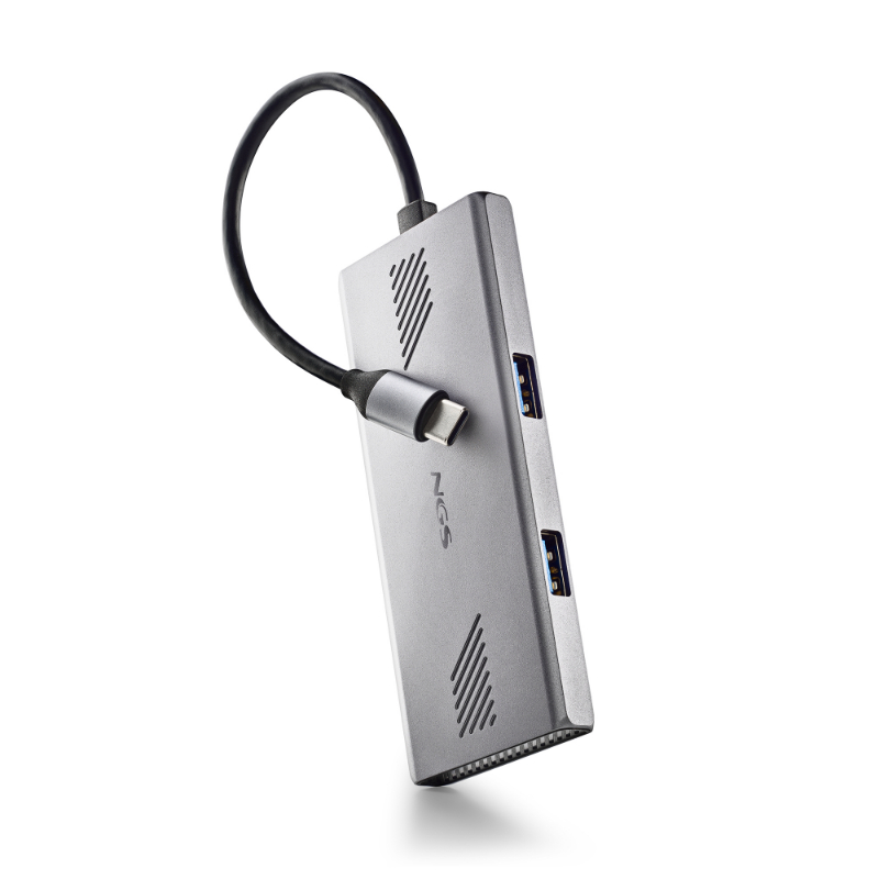 HUB 4 PUERTOS USB-C WONDERDUO-C GRIS NGS