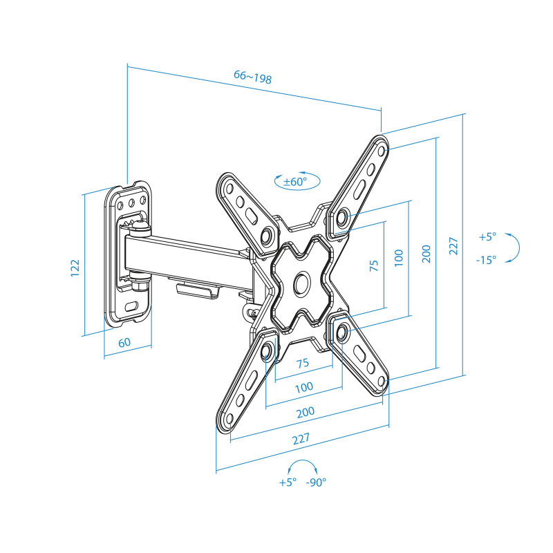 SOPORTE PARED 13"-43" GIRO/INCLINABLE LP1343TN-B TOOQ
