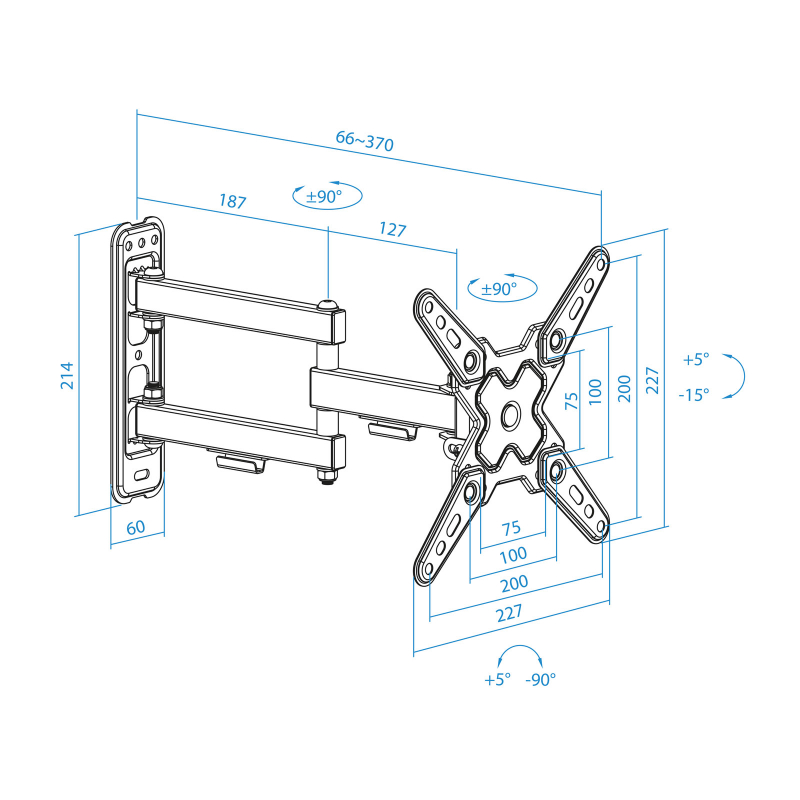 SOPORTE PARED 13"-43" GIRO/INCLINABLE LP1345TN-B TOOQ