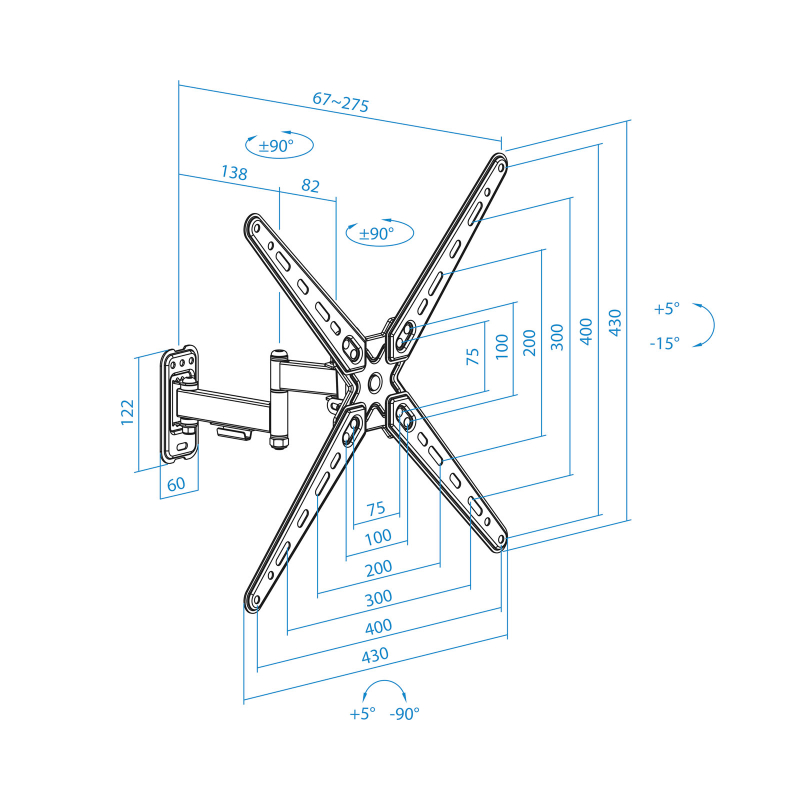 SOPORTE PARED 13"-55" GIRO/INCLINABLE LP1356TN-B TOOQ