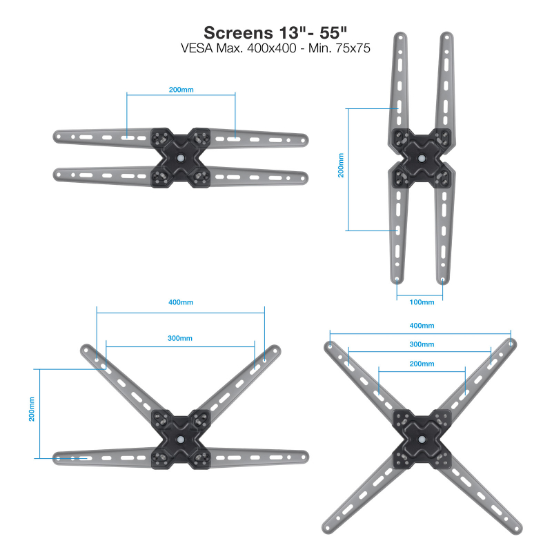 SOPORTE PARED 13"-55" GIRO/INCLINABLE LP1356TN-B TOOQ