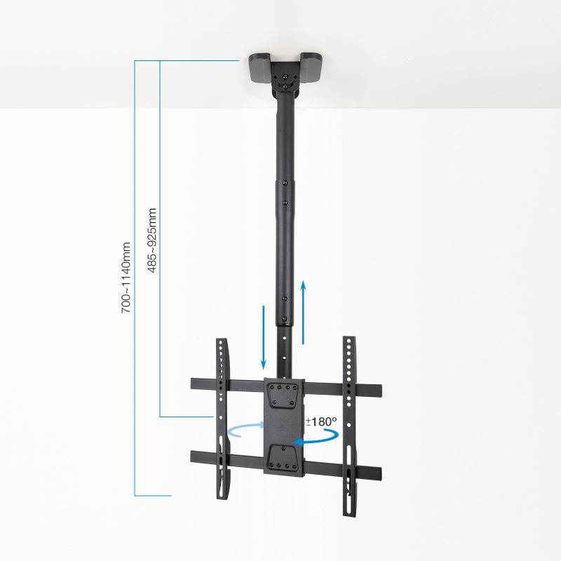 SOPORTE TECHO PANTALLAS 32"-75" GIRO/INCLINABLE NEGRO TOOQ