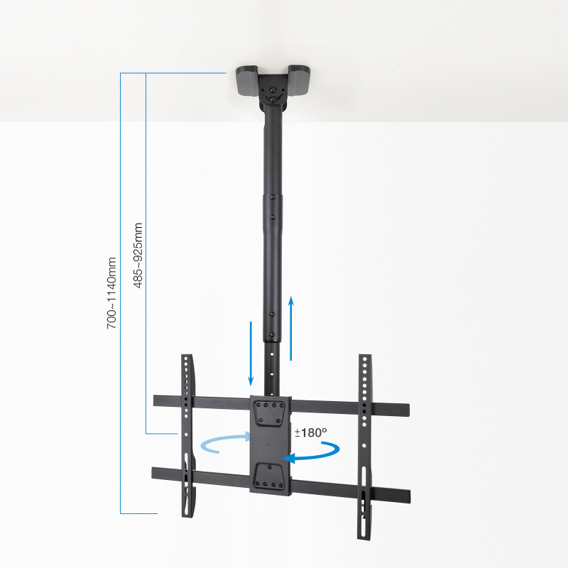 SOPORTE TECHO PANTALLAS 43"-86" GIRO/INCLINABLE NEGRO TOOQ