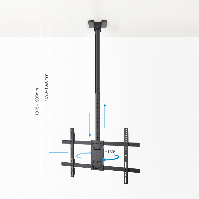 SOPORTE TECHO PANTALLAS 43"-86" GIRO/INCLINABLE XL NEGRO TOOQ
