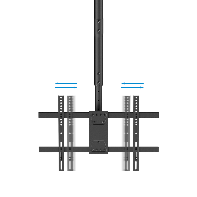 SOPORTE TECHO 2 PANTALLAS 43"-86" GIRO/INCLINABLE NEGRO TOOQ
